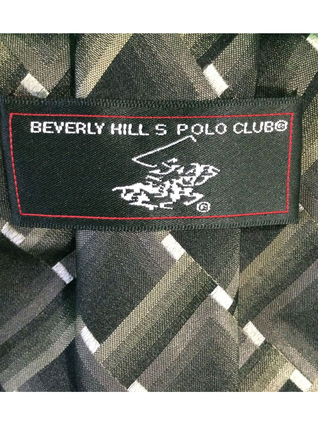 Beverly Hills Polo Club Brown and White Diamond Print Silk Men's Tie - The Kennedy Collective Thrift - 