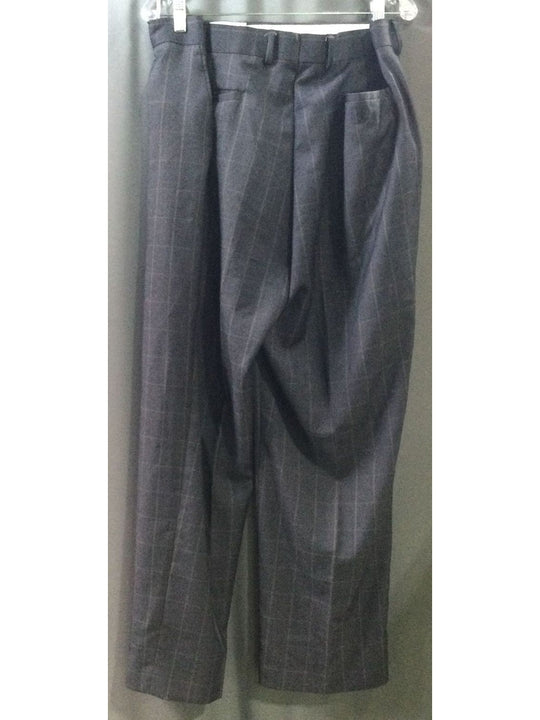 Braggi By Louis Raphael Navy Blue Checked Polyester Pants - Size 40X30 - Men's - The Kennedy Collective Thrift - 