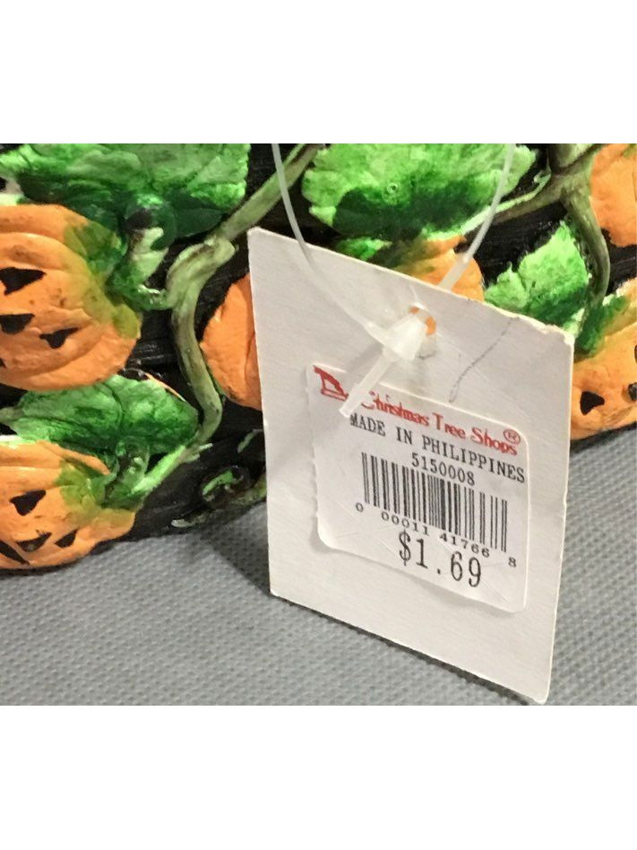 Christmas Tree Shops Small Wood Orange And Green Halloween Decoration Combo - The Kennedy Collective Thrift - 