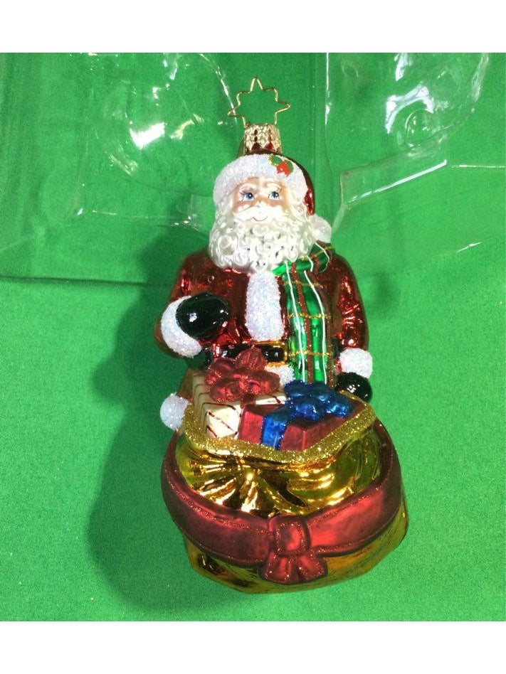 Christopher Radko Red Santa With Sack Of Presents Christmas Tree Ornament In Box - The Kennedy Collective Thrift - 