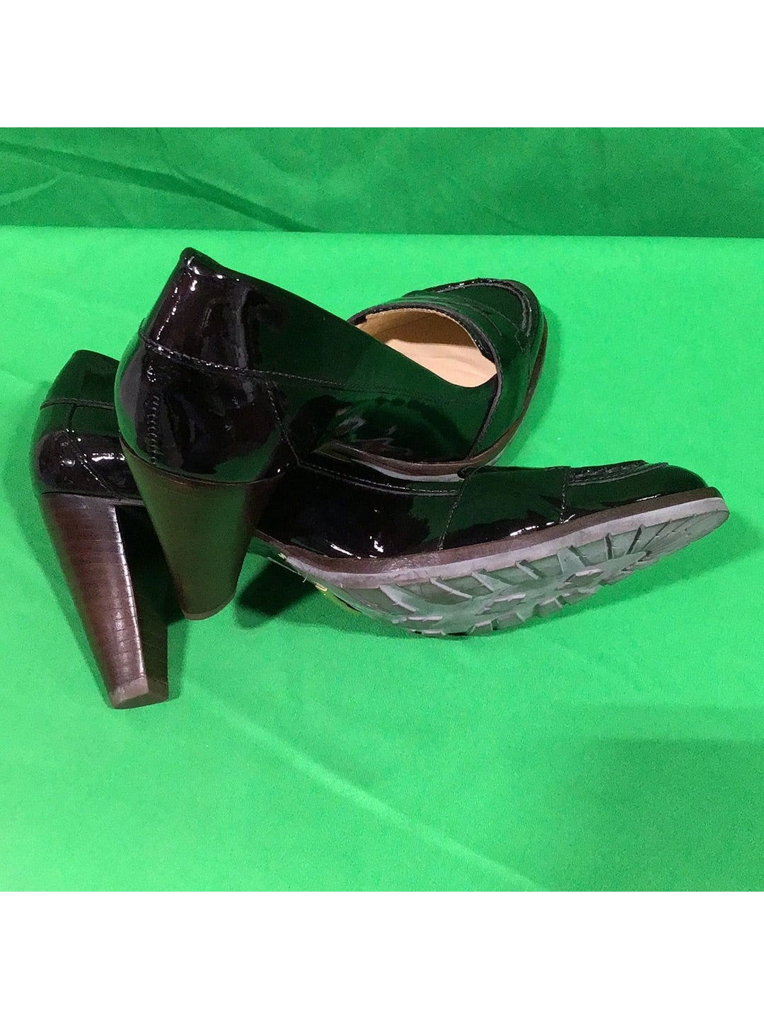 Cole Haan Ladies Size 8B Dark Brown Patent Leather High Heel Shoes - In Box - The Kennedy Collective Thrift - 