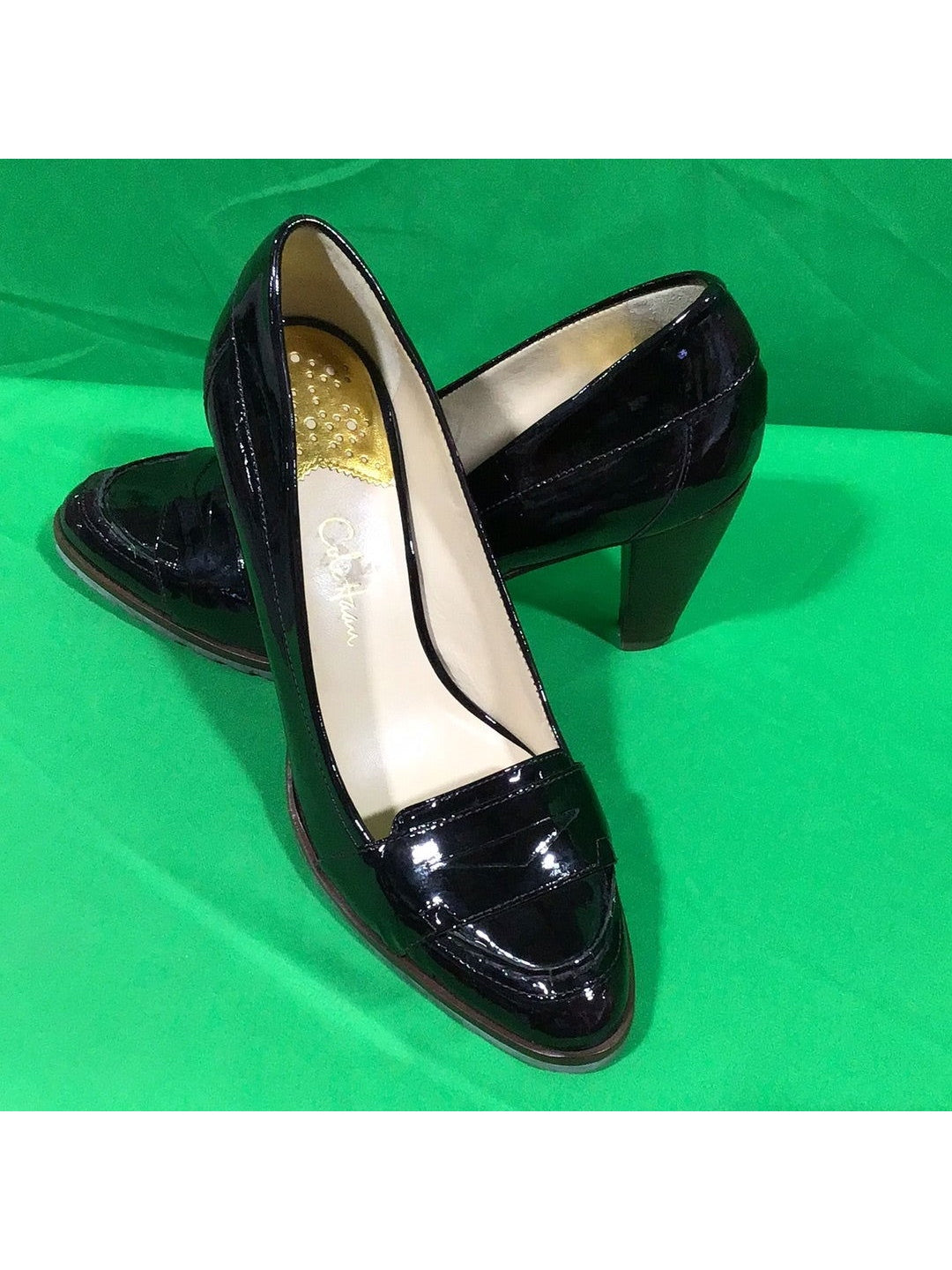 Cole Haan Ladies Size 8B Dark Brown Patent Leather High Heel Shoes - In Box - The Kennedy Collective Thrift - 