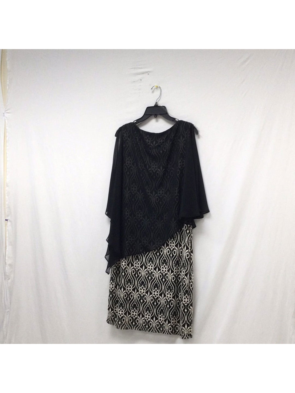 Connected Apparel Ladies Size 12 Black and Cream Lace Dress with Black Cape - The Kennedy Collective Thrift - 