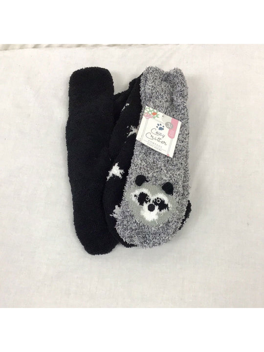 Cozy Critters Ladies Super Soft and Cozy Black and Grey Print Socks- 3-Pack - The Kennedy Collective Thrift - 