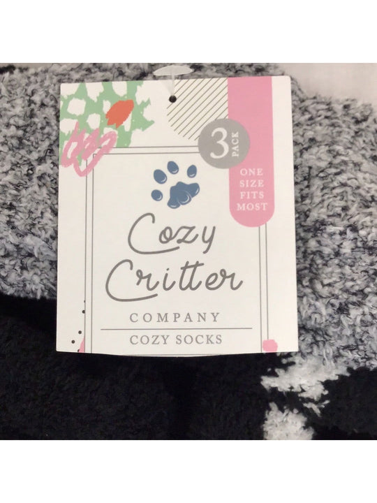 Cozy Critters Ladies Super Soft and Cozy Black and Grey Print Socks- 3-Pack - The Kennedy Collective Thrift - 