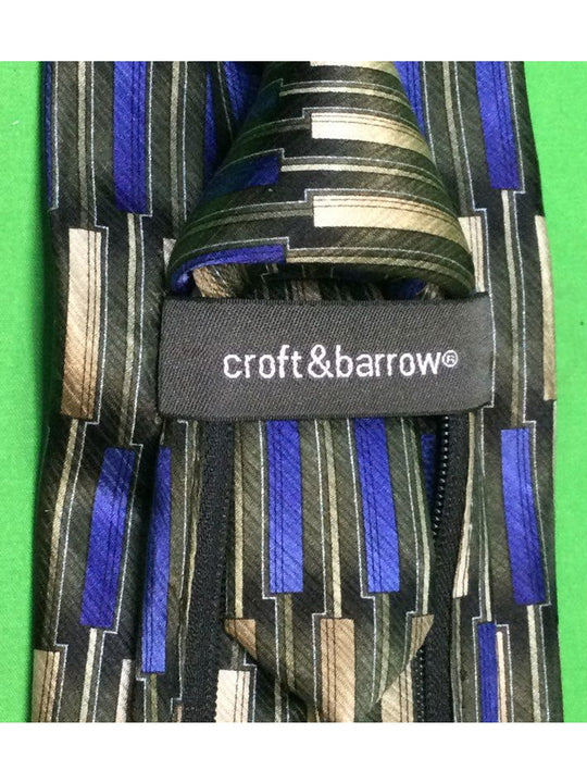 Croft & Barrow Blue and Brown Striped Standard Size Men's Tie - The Kennedy Collective Thrift - 