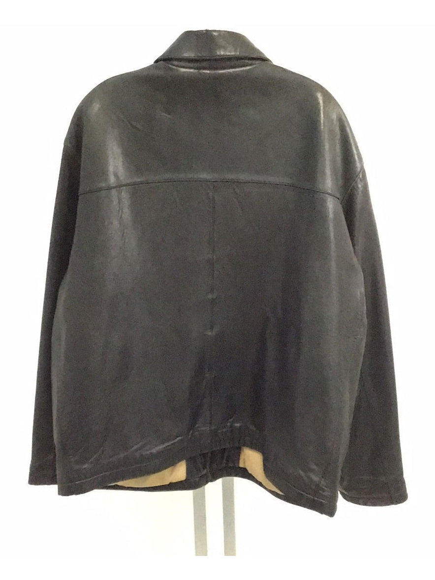 Dockers Lamb Leather Coat, Black-Size: XL - The Kennedy Collective Thrift - 