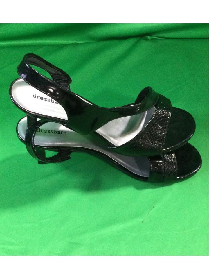 Dressbarn Black Solid Strappy Heel Women 11 - The Kennedy Collective Thrift - 