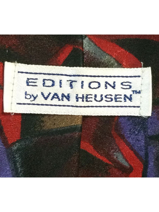 Editions by Van Heusen Red and Purple Standard Size Polyester Men's Tie - The Kennedy Collective Thrift - 