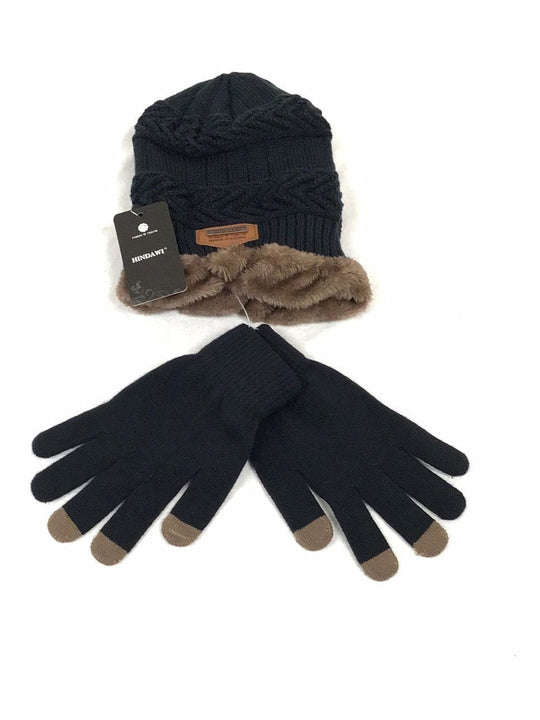 Hindawi Men Black Hat And Gloves-2-Piece Set - The Kennedy Collective Thrift - 