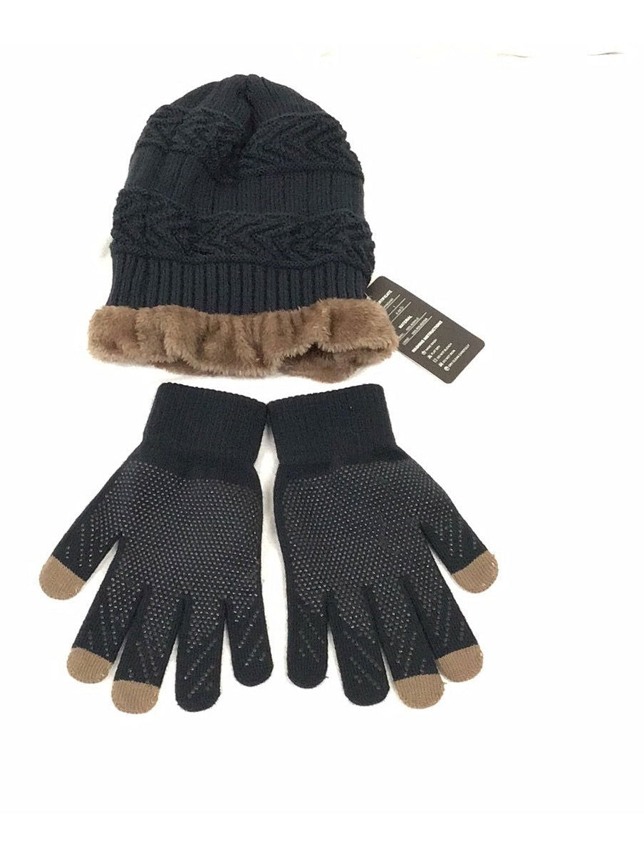 Hindawi Men Black Hat And Gloves-2-Piece Set - The Kennedy Collective Thrift - 