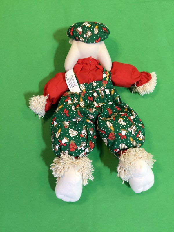 House Of Lloyd Red And Green Christmas Bunny Christmas Bunny Doll - The Kennedy Collective Thrift - 