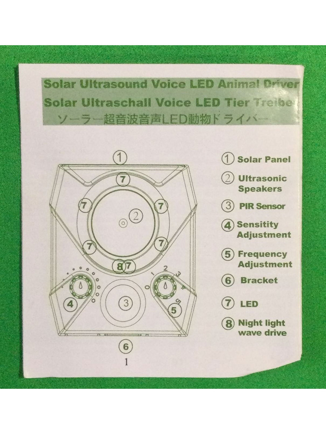 KBZKC - 9739 Solar Ultrasound Voice LED Animal And Bird Drive - In Box - The Kennedy Collective Thrift - 