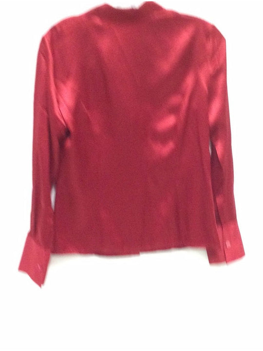 Kate Hill Petite Ladies Red SIlk 4P Long Sleeve Blouse - The Kennedy Collective Thrift - 
