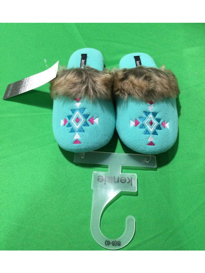 Kensie Turquoise Blue Slide Slipper Women 5-6 - The Kennedy Collective Thrift - 