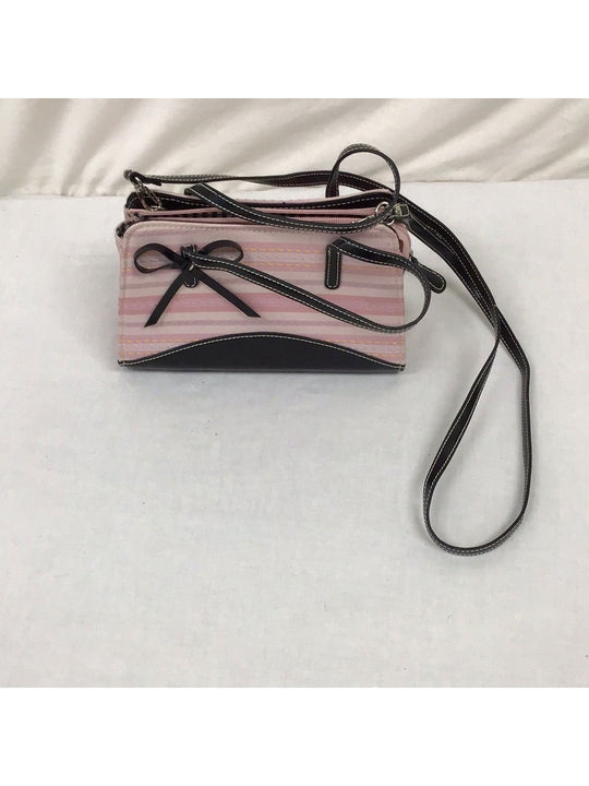 Ladies Pink Striped Small Multi Colored Handbag - The Kennedy Collective Thrift - 