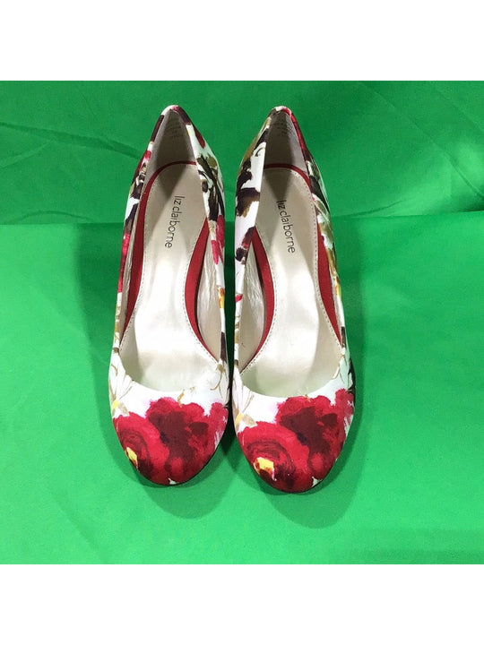 Liz Claiborne Ladies 8M Multi Color Red Flower High Heels - In Box - The Kennedy Collective Thrift - 