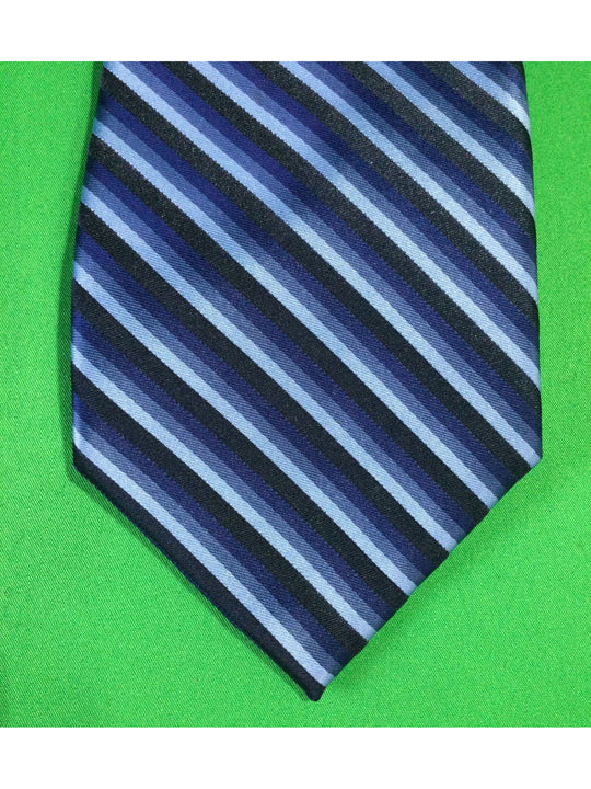 Michael Michael Kors Blue and Black Striped Polyester Standard Size Men's Tie - The Kennedy Collective Thrift - 