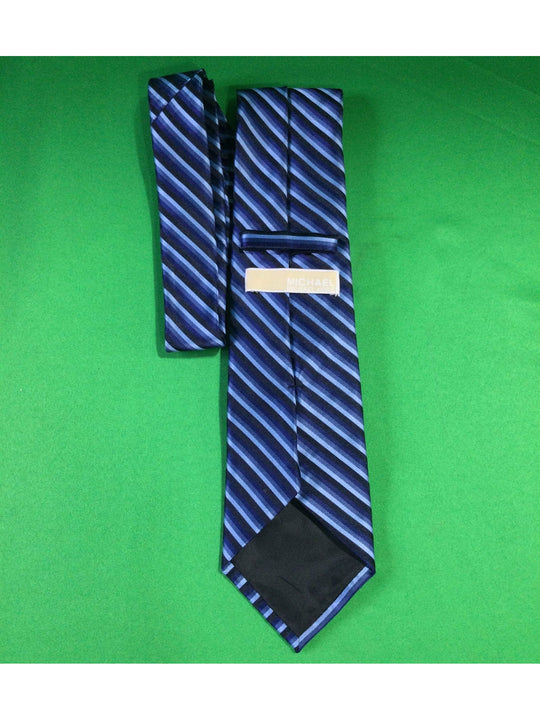 Michael Michael Kors Blue and Black Striped Polyester Standard Size Men's Tie - The Kennedy Collective Thrift - 