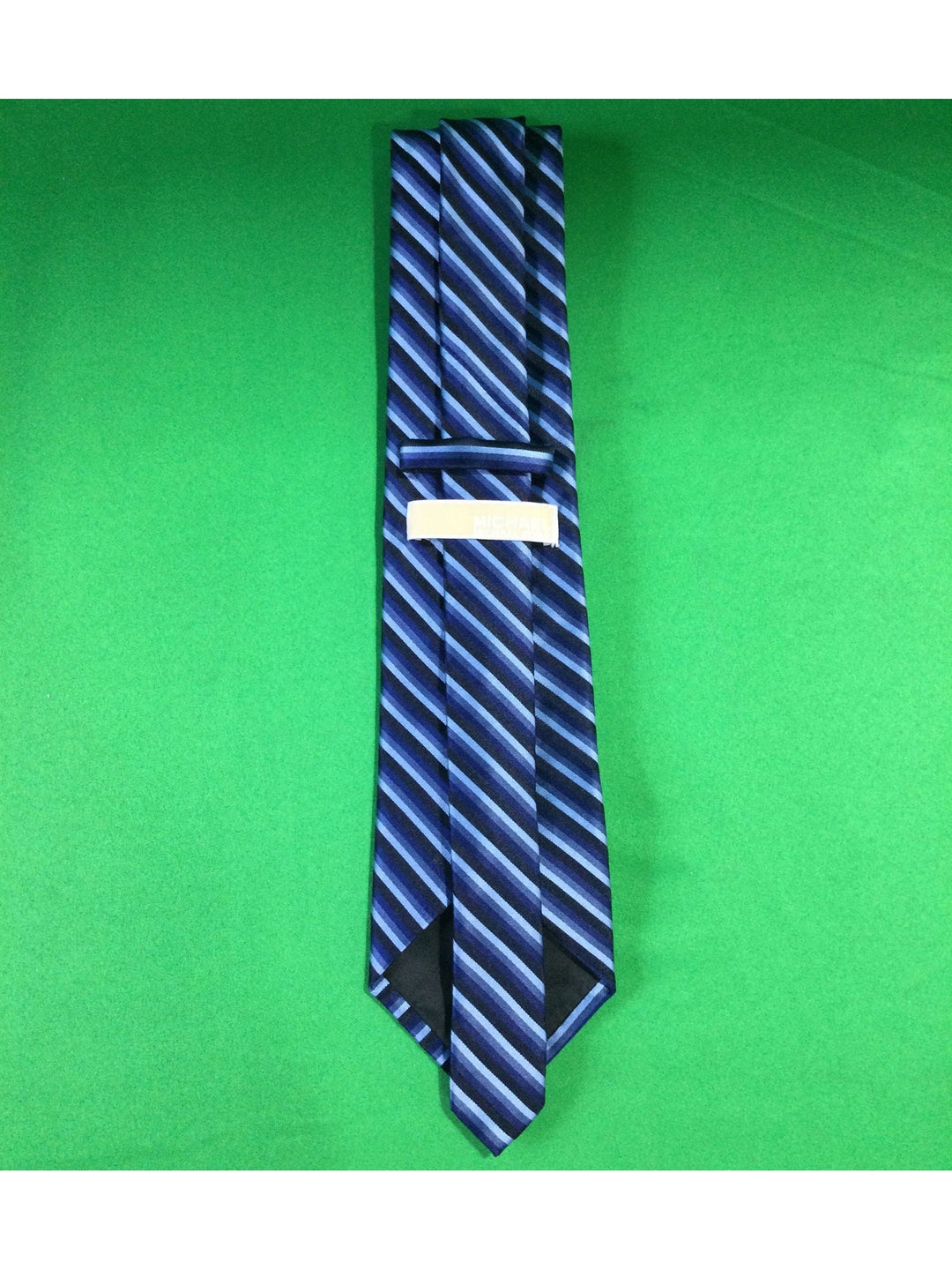 Michael Michael Kors Blue and Black Striped Polyester Standard Size Men's Tie - The Kennedy Collective Thrift - 