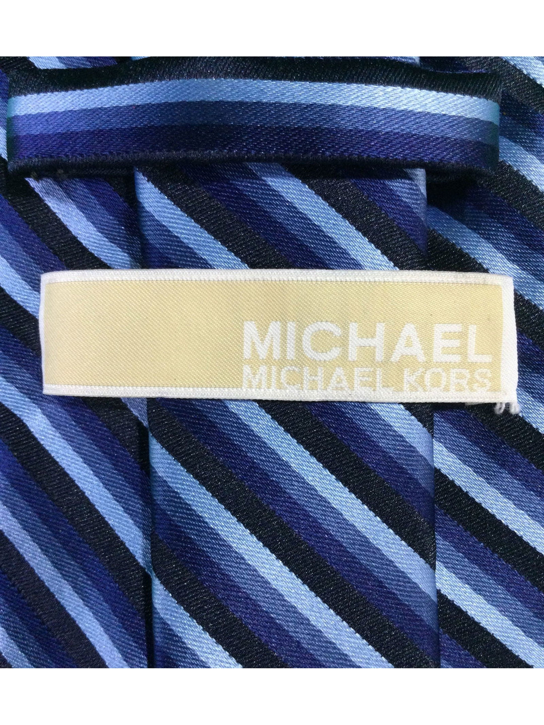 Michael Michael Kors Blue and Black Striped Polyester Standard Size Men's Tie - The Kennedy Collective Thrift - 