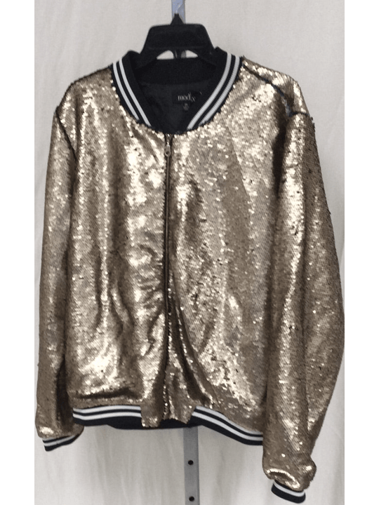 Mod X Women's Large Sequin Zip Up Bomber Jacket - The Kennedy Collective Thrift - 