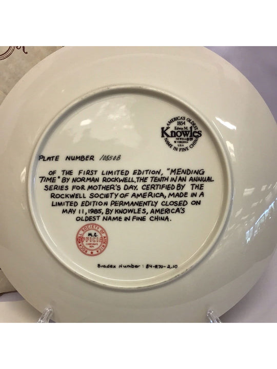 Norman Rockwell Plate “Mending Time” - The Kennedy Collective Thrift - 