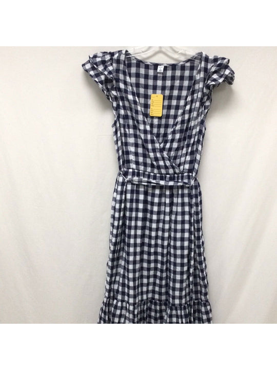 Old Navy Ladies Medium Navy Blue and White Checkered Dress - The Kennedy Collective Thrift - 