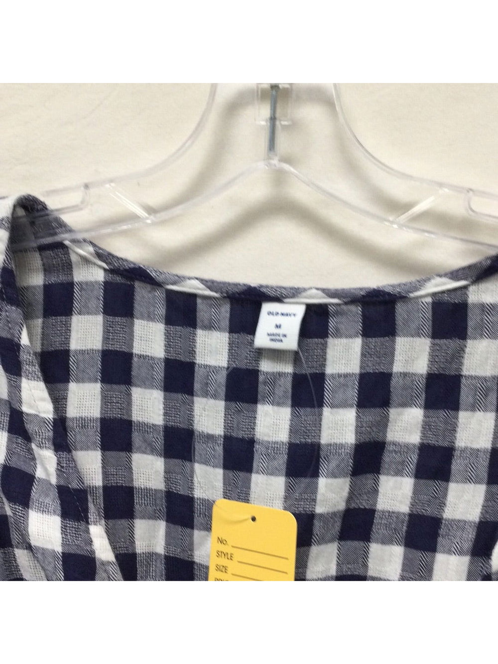 Old Navy Ladies Medium Navy Blue and White Checkered Dress - The Kennedy Collective Thrift - 