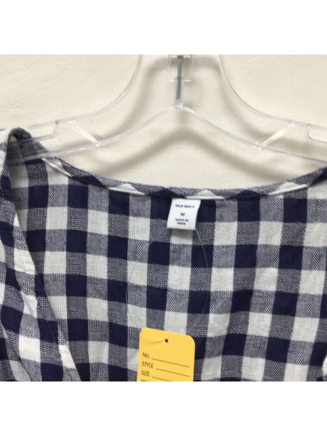 Old Navy Ladies Medium Navy Blue and White Checkered Dress - The Kennedy Collective Thrift - 