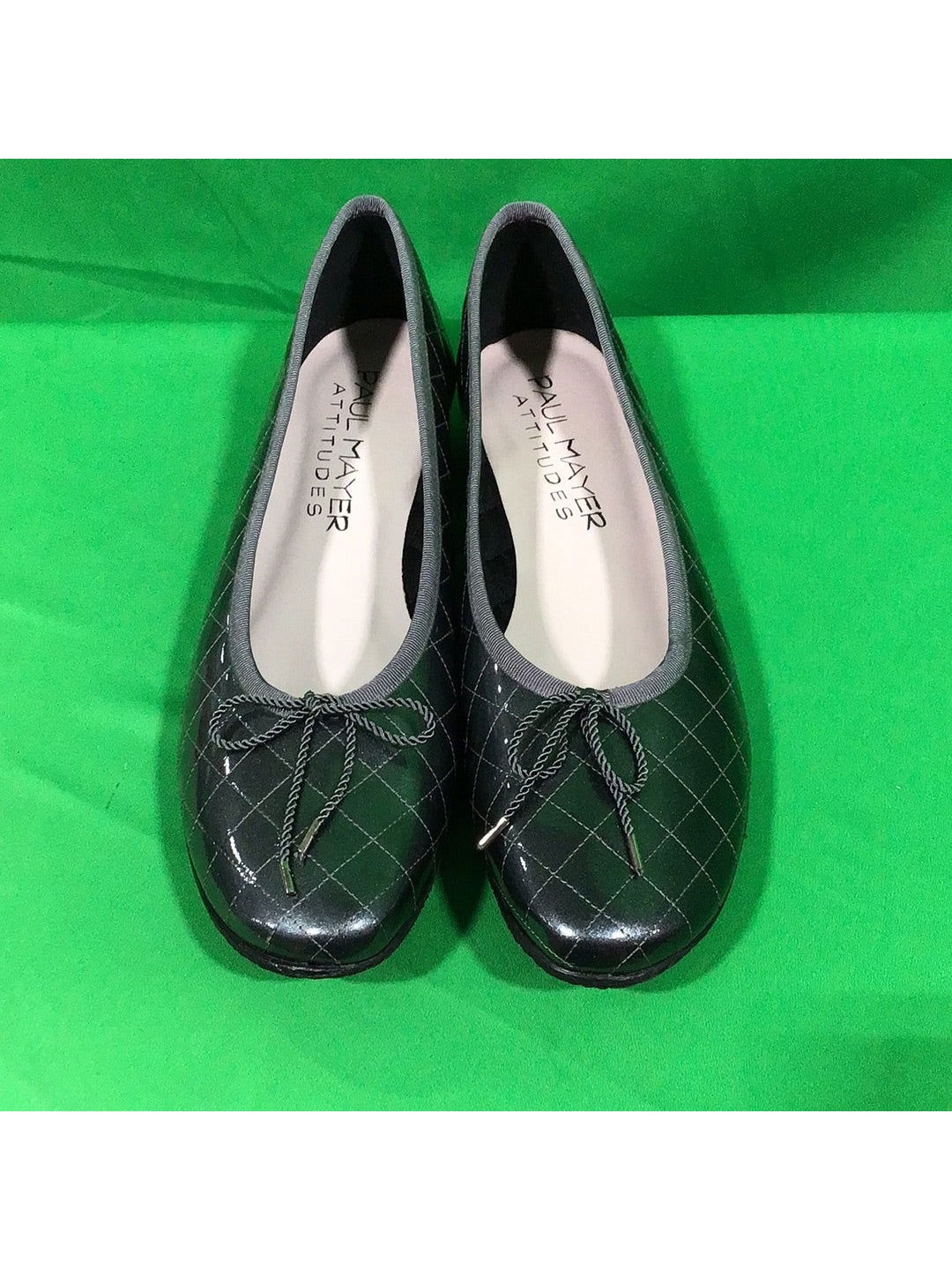 Paul Mayer Attitudes Crown Ladies Size 10 B Charcoal Dark Grey Quilted Ballet Flats Shoes - In Box - The Kennedy Collective Thrift - 