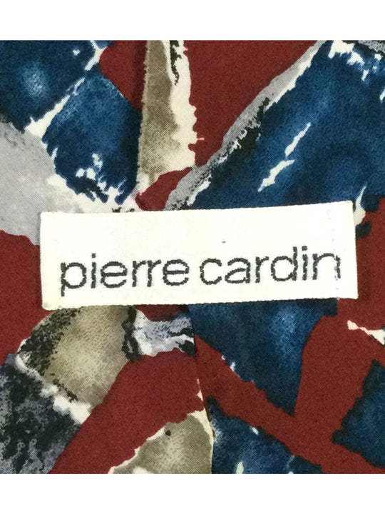 Pierre Cardin Red, Blue and White Standard Size Unknown Material Men's Tie - The Kennedy Collective Thrift - 