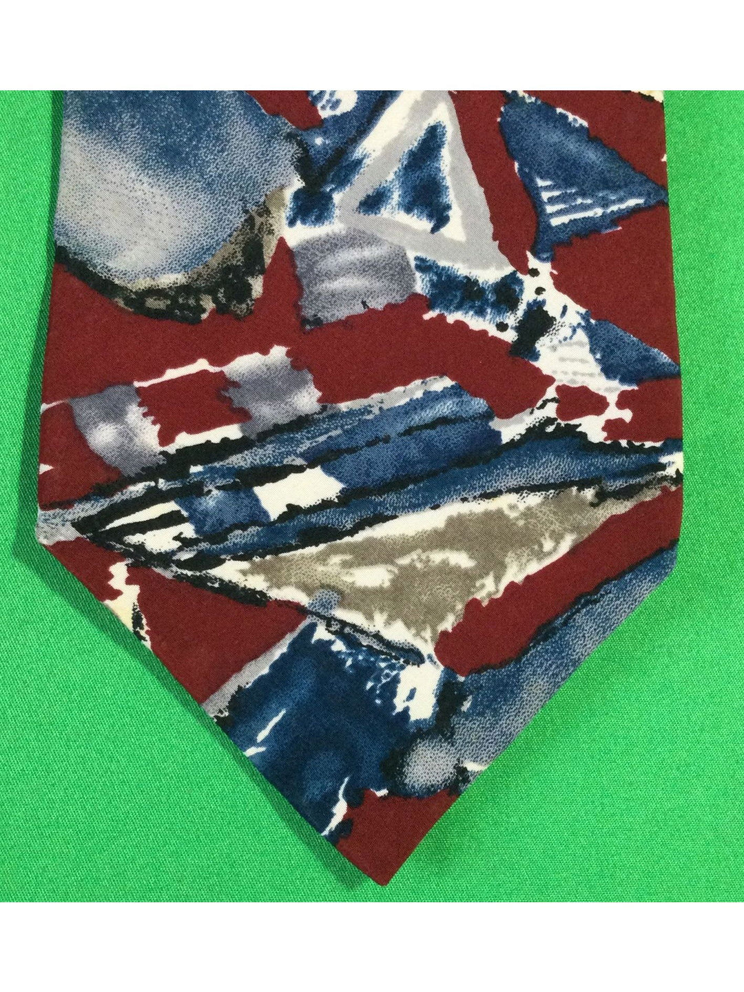 Pierre Cardin Red, Blue and White Standard Size Unknown Material Men's Tie - The Kennedy Collective Thrift - 