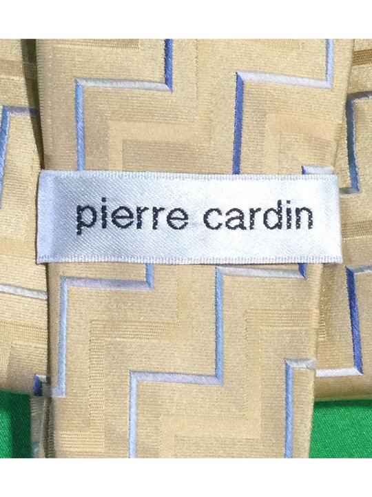 Pierre Cardin Tan and Blue Zig Zag Stripes Silk Standard Size Men's Tie - The Kennedy Collective Thrift - 