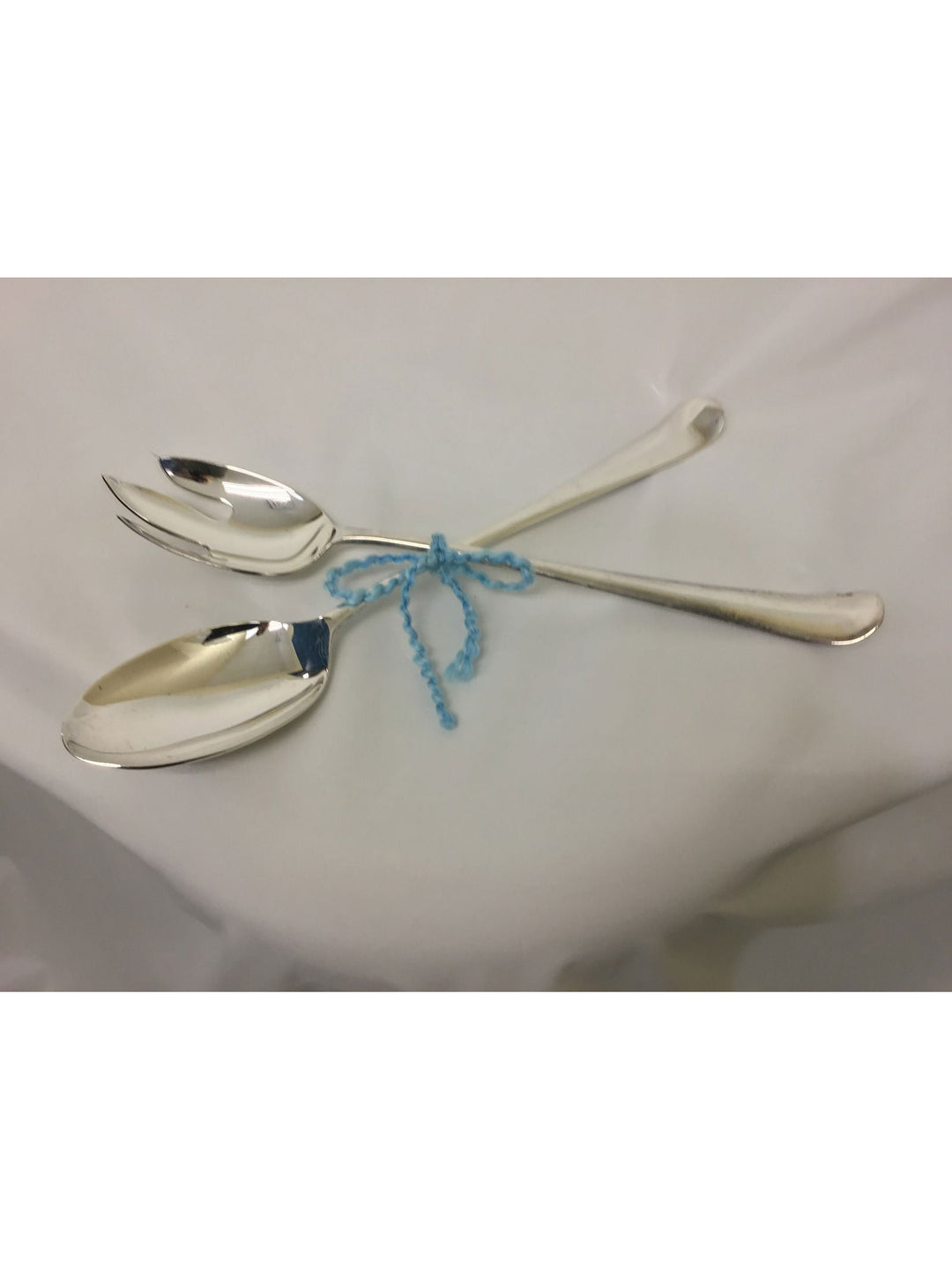 SG England Silverplated Large Salad Serving Set Spoon & Fork - The Kennedy Collective Thrift - 
