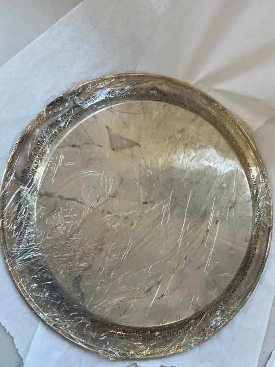 Serving Silver Tone Platter - The Kennedy Collective Thrift - 
