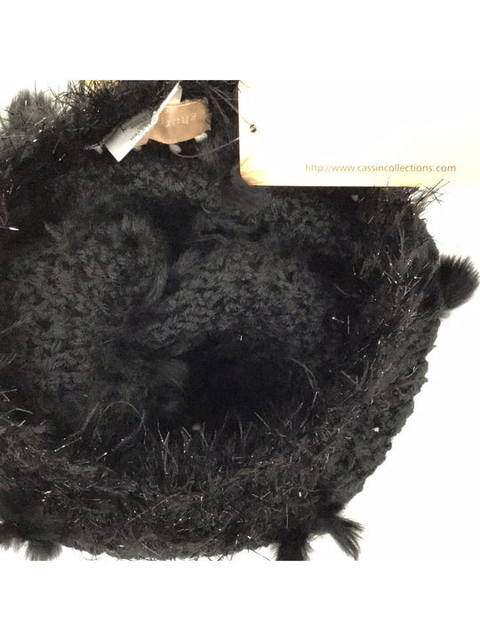 Sherry Cassin Real Fur Black Rabbit Pom Pom Winter Hat - The Kennedy Collective Thrift - 