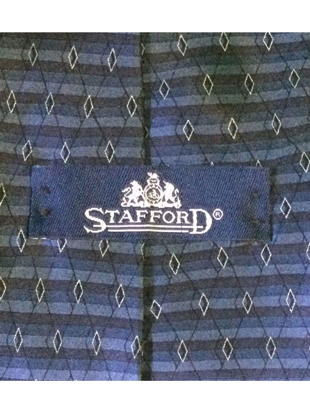 Stafford Blue Striped with small Dots Silk Standard Size Men's Tie - The Kennedy Collective Thrift - 