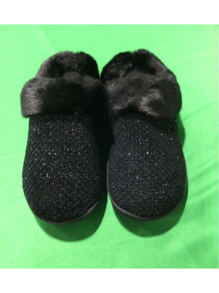 Totes Black Slip-On Slipper Women 7-8 In Box New - The Kennedy Collective Thrift - 