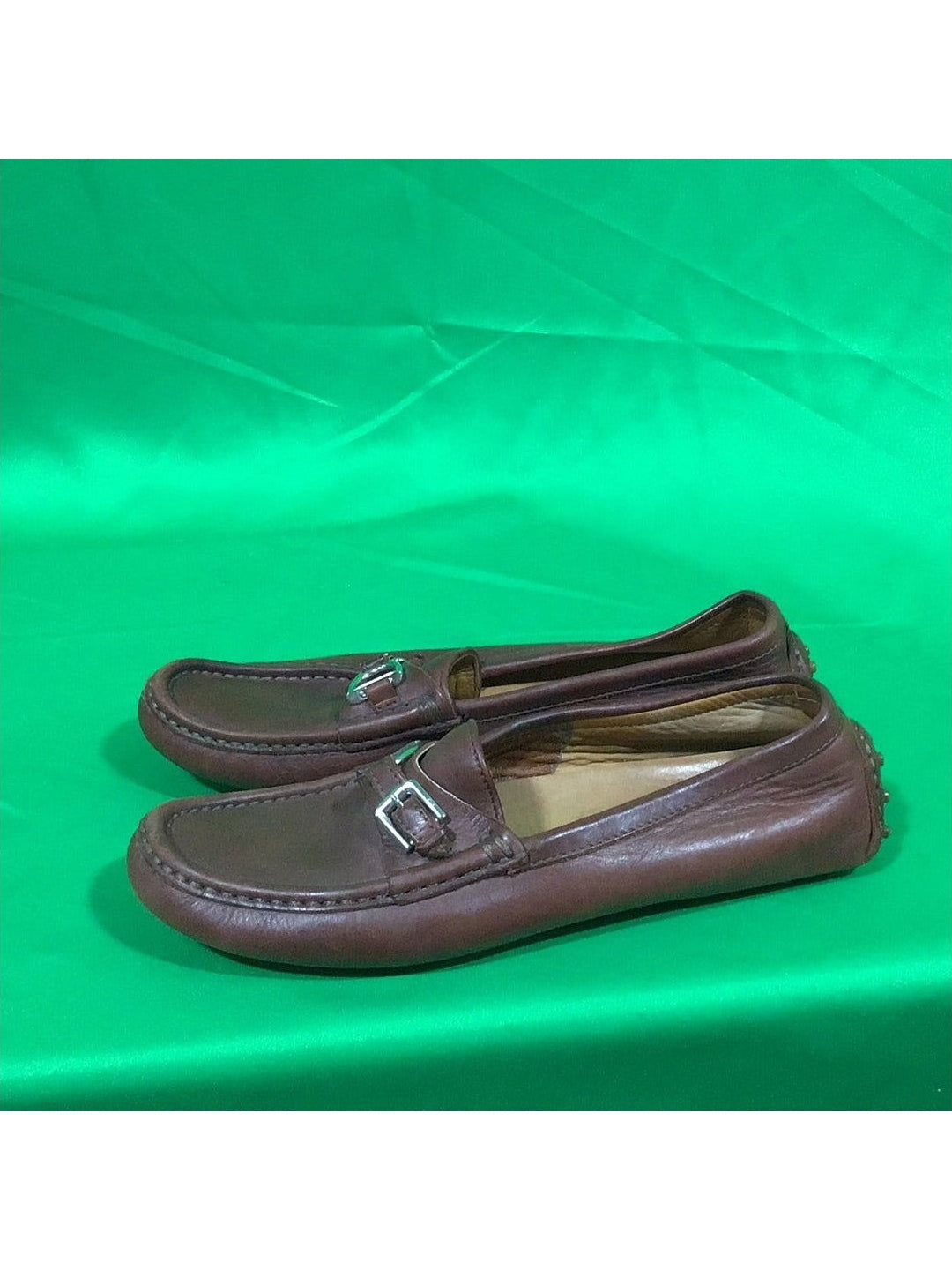 Women's Lauren Ralph Lauren Brown Leather Flats - The Kennedy Collective Thrift - 