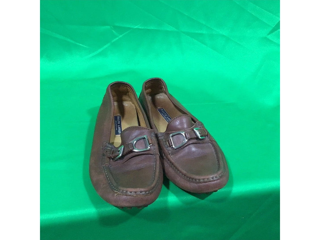 Women's Lauren Ralph Lauren Brown Leather Flats - The Kennedy Collective Thrift - 