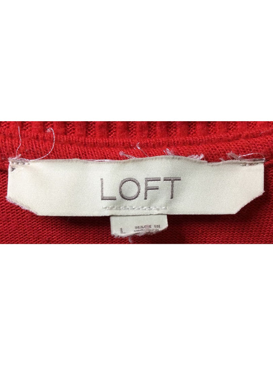 LOFT Women's Red Long Sweater Long Sleeve - Size L - Large