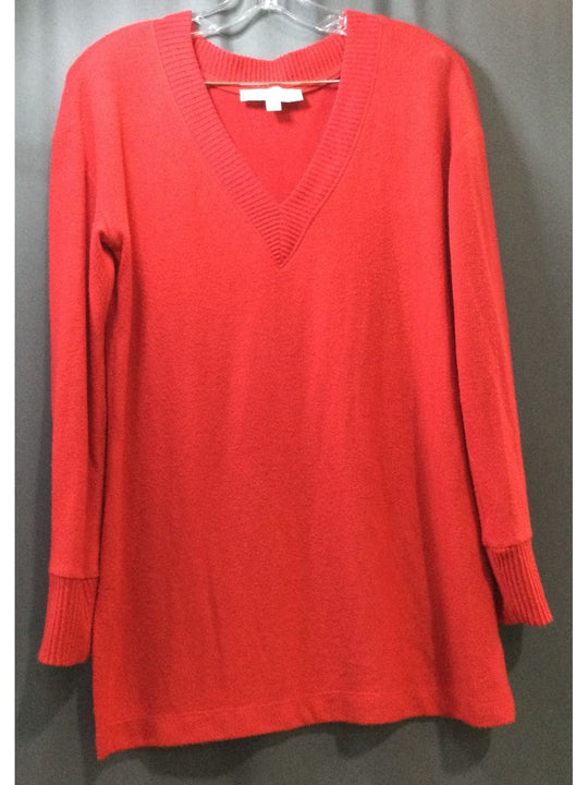 LOFT Women's Red V-Neck Sweater Long Sleeve - Size S - Small