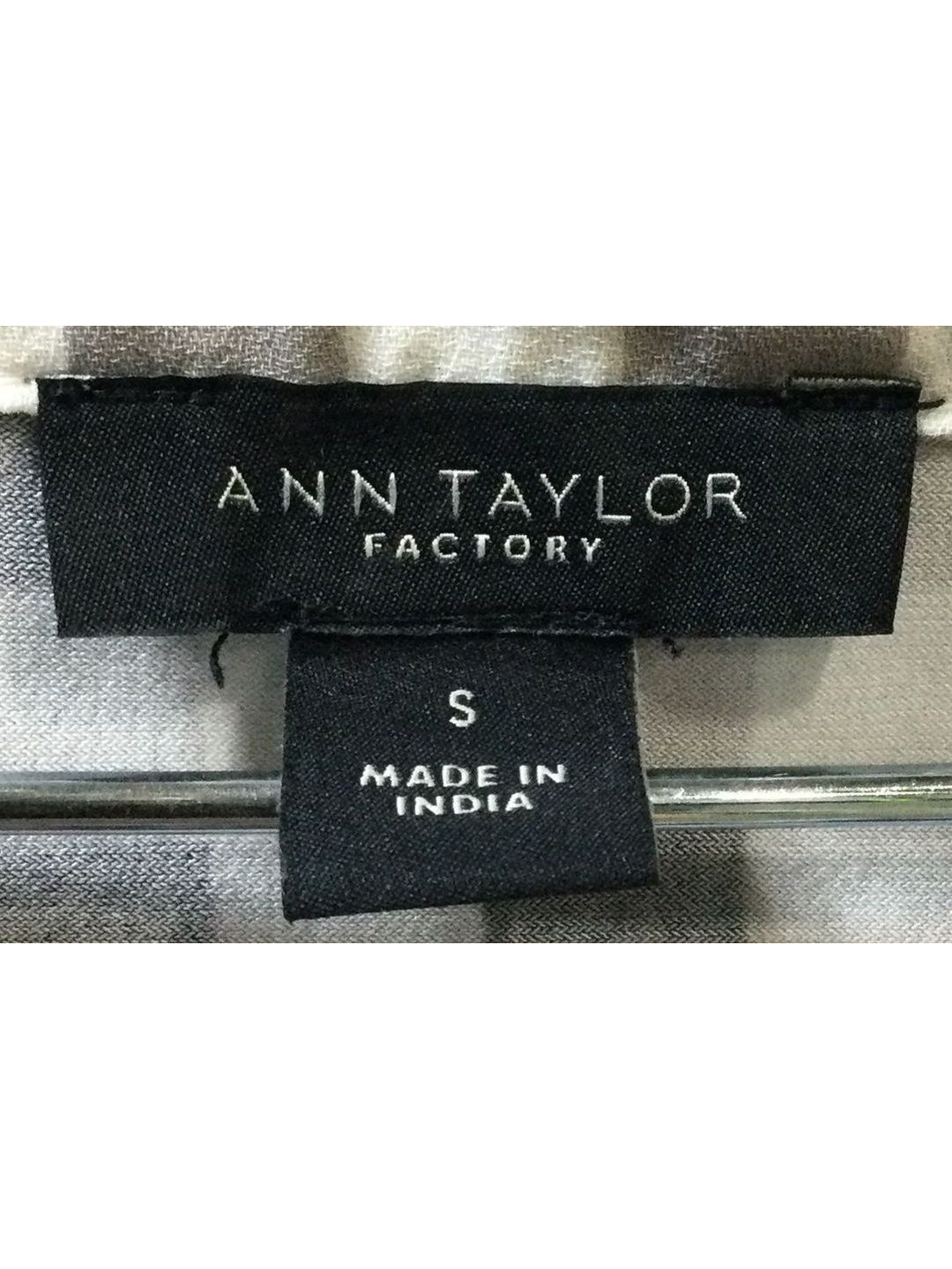 Ann Taylor Factory V-Neck Black and White Check T-Shirt - Size Small - Ladies