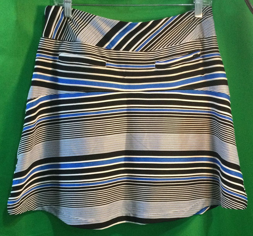 TAIL Black, Blue and White Striped Skirt - Size Medium - Ladies