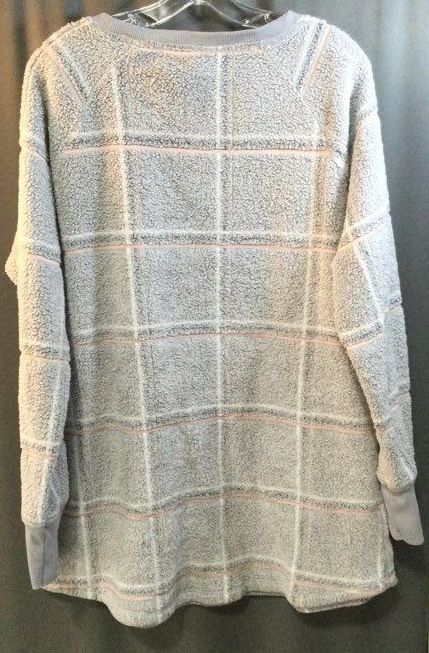 Jaclyn Intimates Gray and Pink Stripes Women's Sweater - Size Extra Large