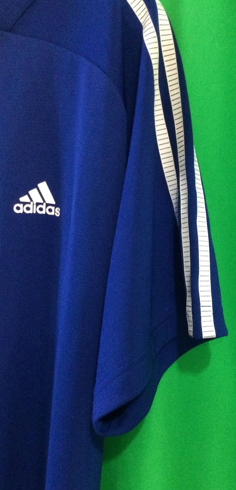 Adidas Blue with White Stripes on both Sleeves T-shirt - Size XL - Men's