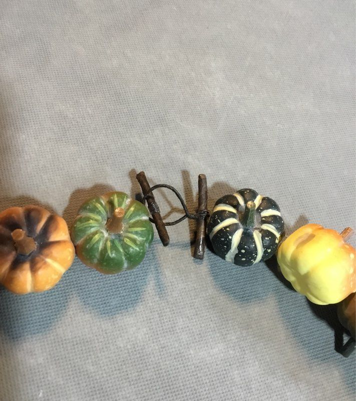 Small Plastic and Wood Orange and Yellow Pumpkin Decorations