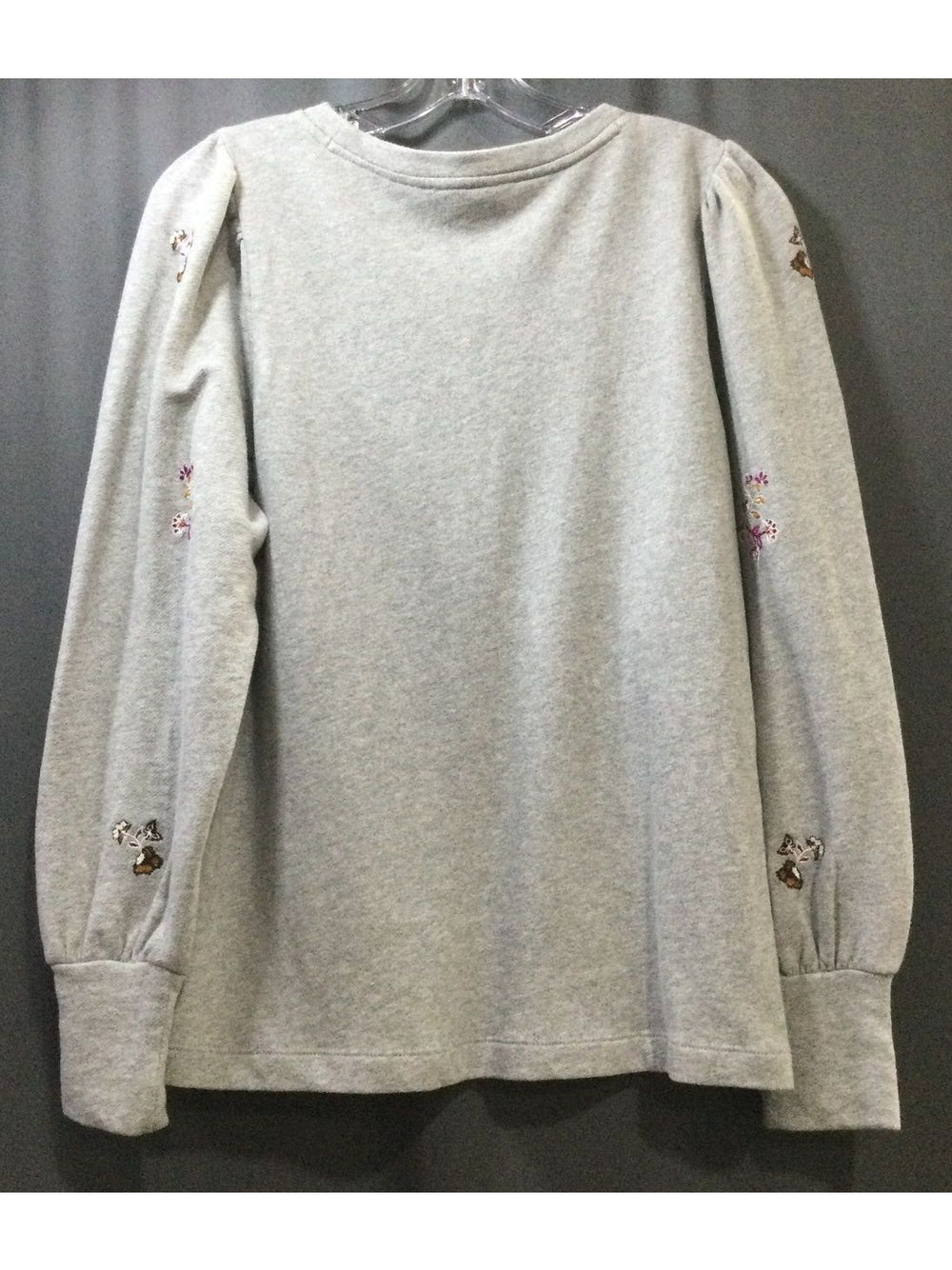 LOFT Women's Floral Grey and Pink Sweater Long Sleeve - Size M - Medium