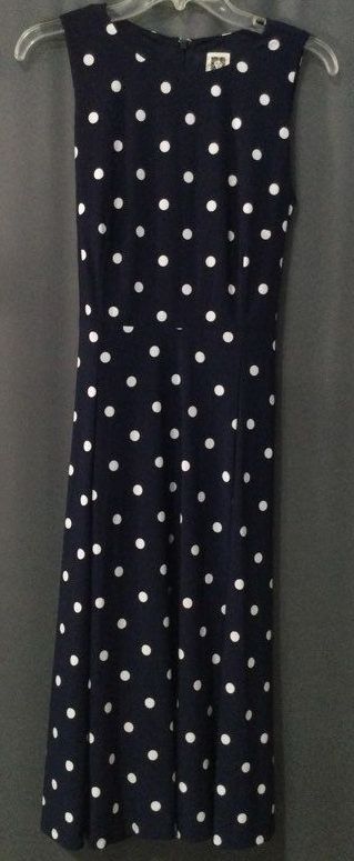 Anne Klein Blue\White Dots Casual Dress - Size 8